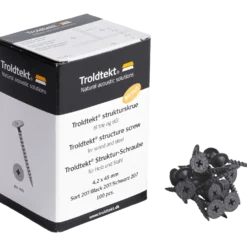 Troldtekt® strukturskrue til træ og stål 4,2x45 mm sort 100 stk.